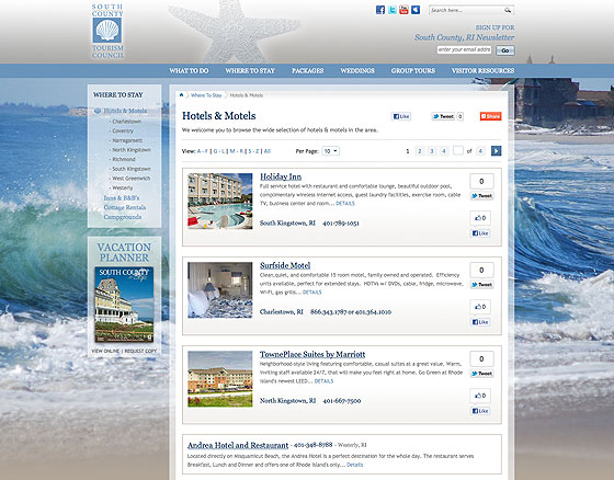 South County RI Interior Hotel page
